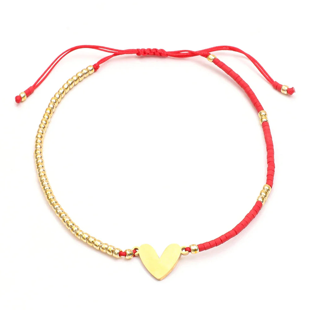 BowLift | Adjustable Dainty Beaded Flat Heart Bracelet