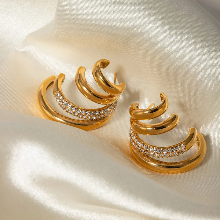 BowLift | 18k Quad Half Hoops Stud Earrings