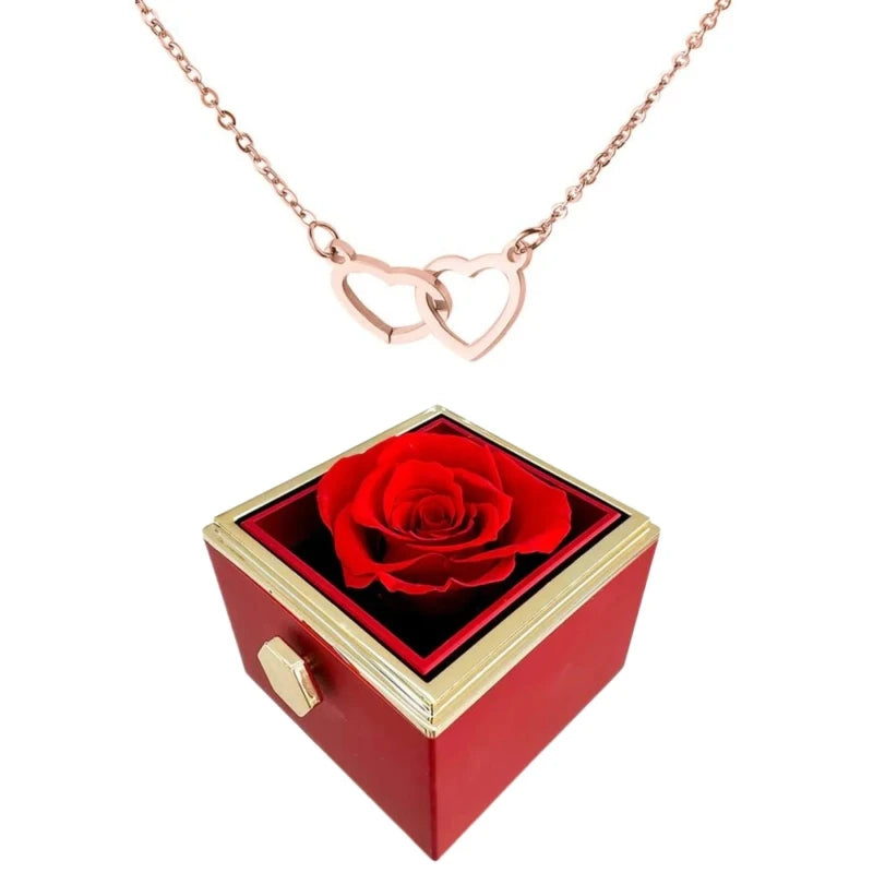 BowLift | Heart Necklace with rotating rose gift box