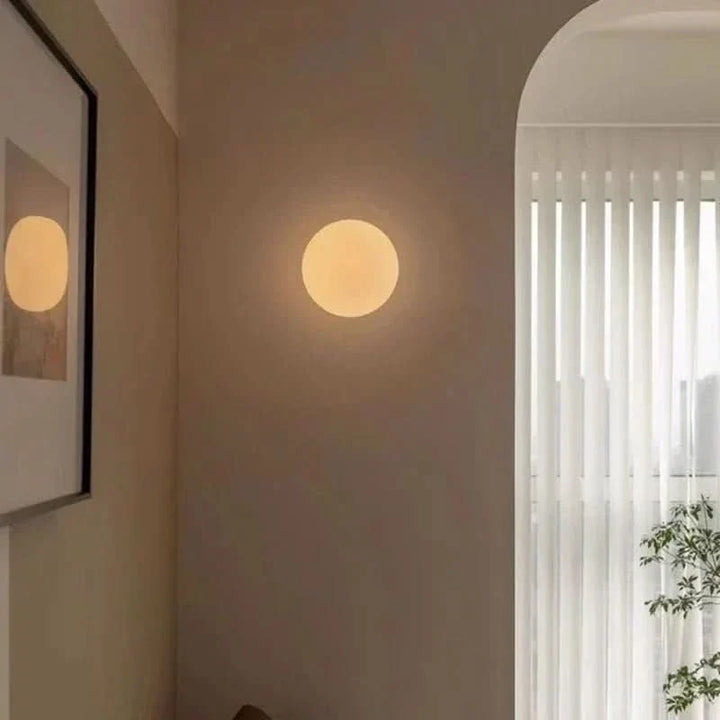BowLift | Modern White Milk Glass Circular Wall Light