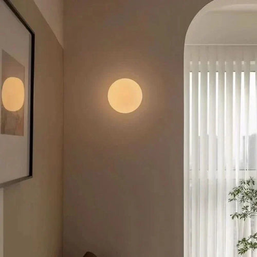 BowLift | Modern White Milk Glass Circular Wall Light