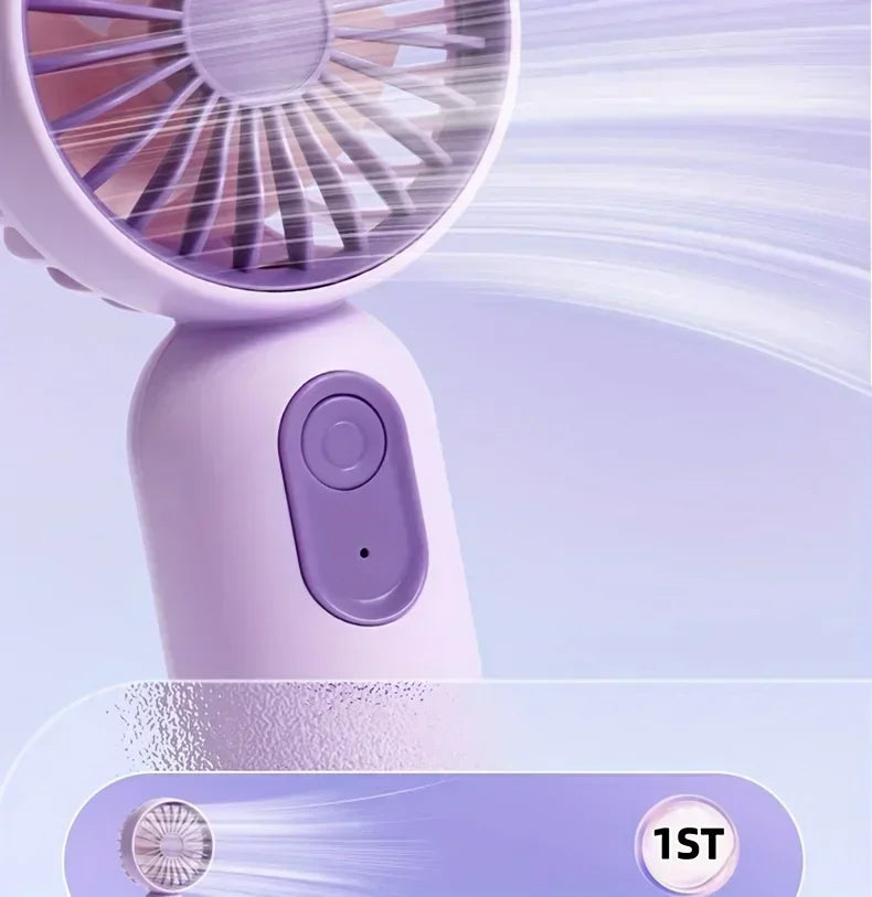 Mini Handheld USB Fan – 3-Speed Strong Wind Portable Desk Fan, Rechargeable for Students, Office, Outdoor, Travel, and Camping | Bowlift