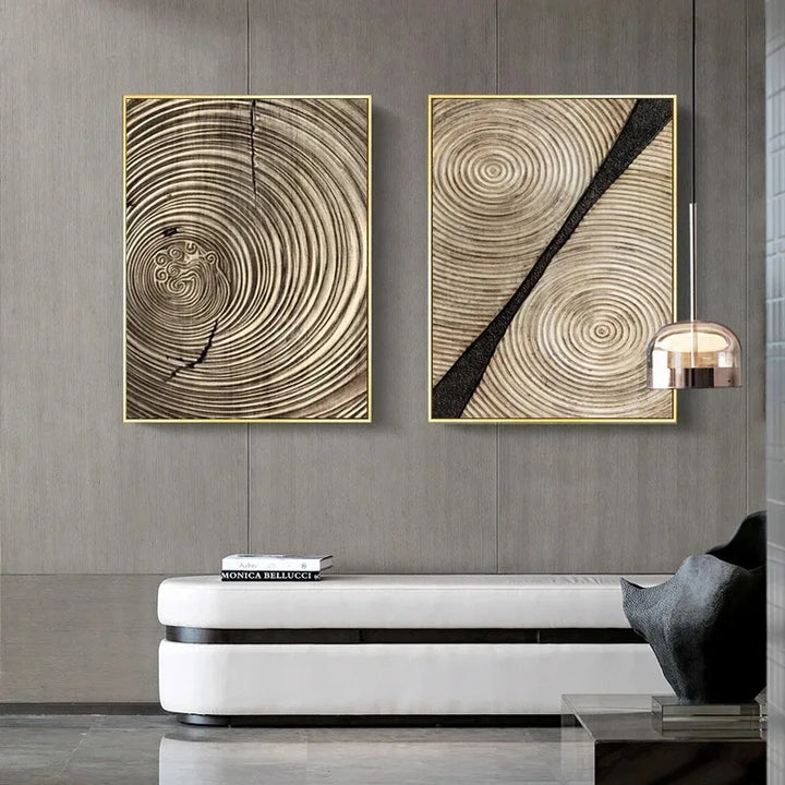 Natural Abstract Wood Tree Rings Wall Art Fine Art Canvas Prints Pictures For Living Room Dining Room Home Office Art Decor | Bowlift