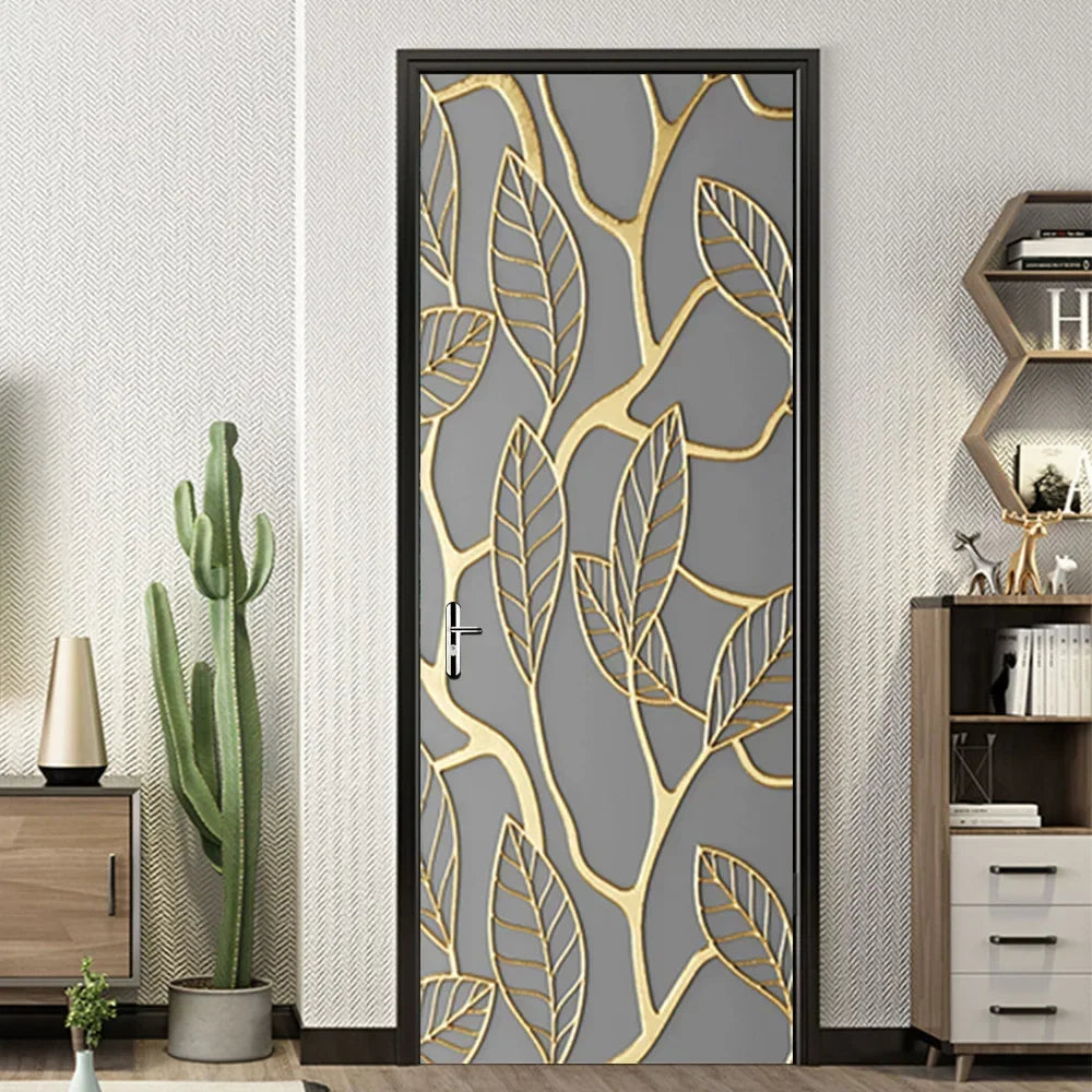 Modern Abstract Pearl Geometric Door Sticker Mural Removable PVC Vinyl Peel N Stick Wall Art Mural Decal For Interior Doors Creative DIY Home Decor | Bowlift