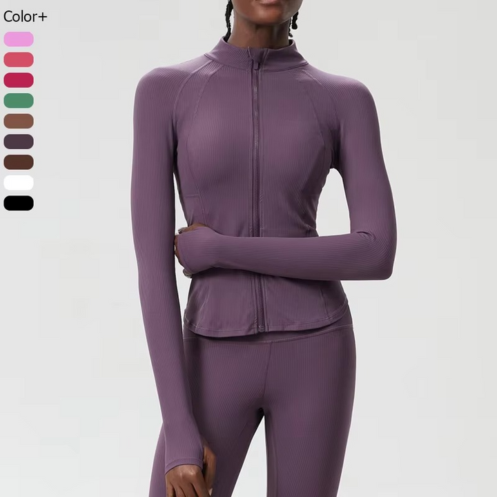 BowLift | Womens Slim Fit Running Jacket With Full Zip Long Sleeve Lightweight Sports Top