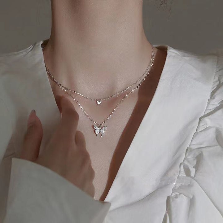 BowLift | Dreamy Wings Silver Double Layer Necklace