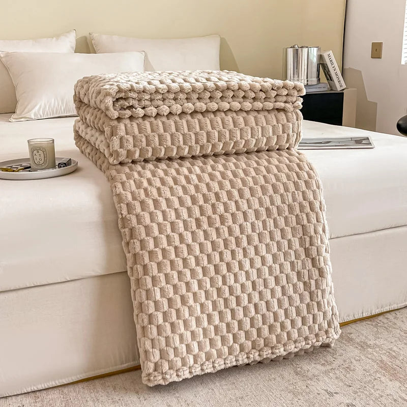 BowLift | Checked Soft Velvet Blanket Warm Cozy Throw for Couch and Bed