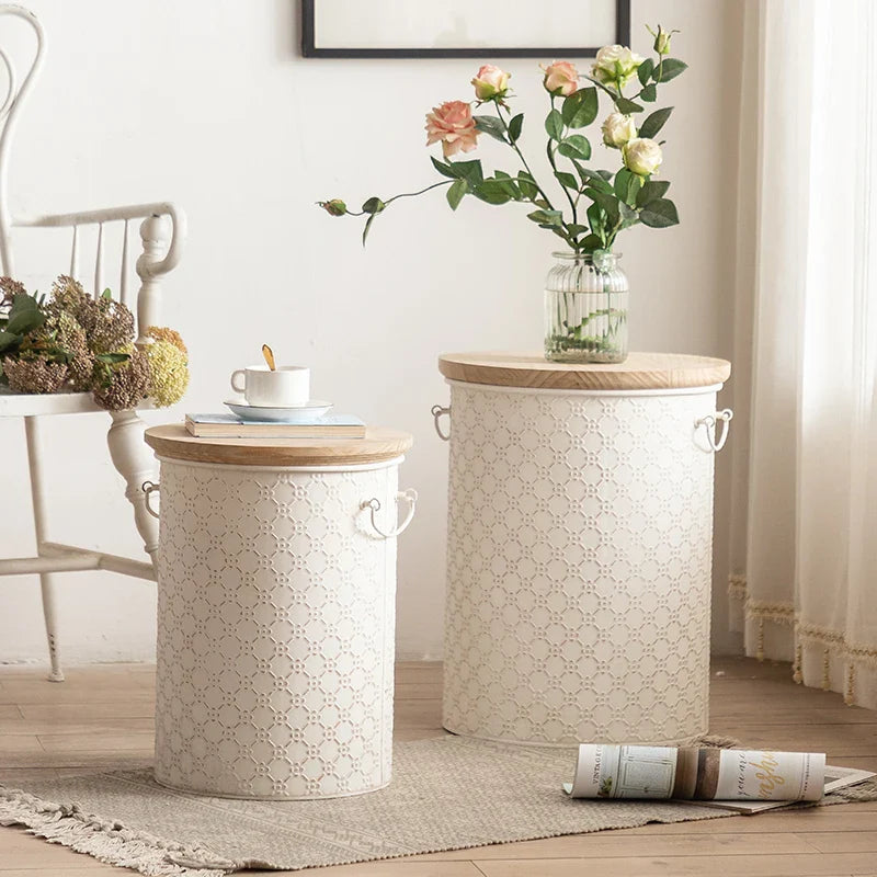 BowLift | French Side Table Made of Iron with Storage Bin Space-Saving Design