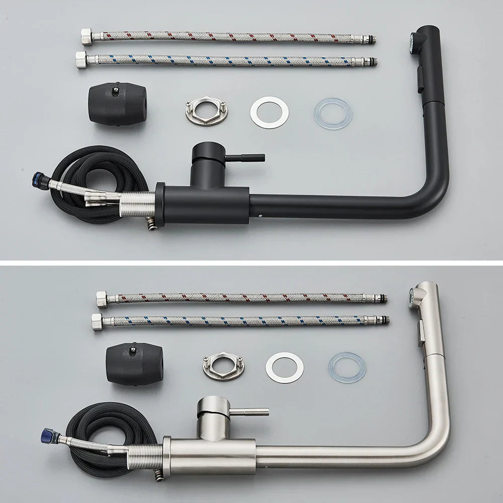 FlexiJet Black extendable kitchen faucet Bowlift