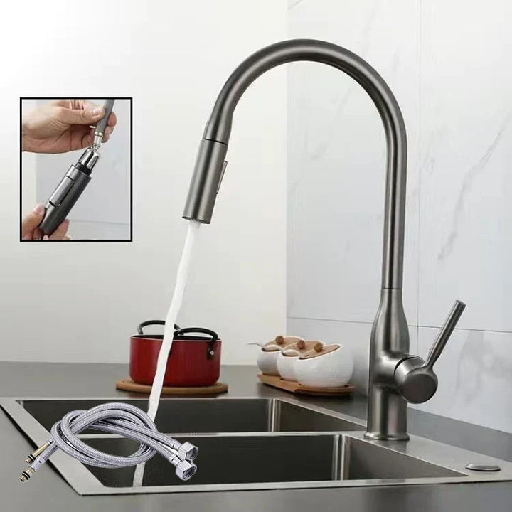 AquaStream Luxe – Adjustable Kitchen Faucet with Hand Shower Bowlift