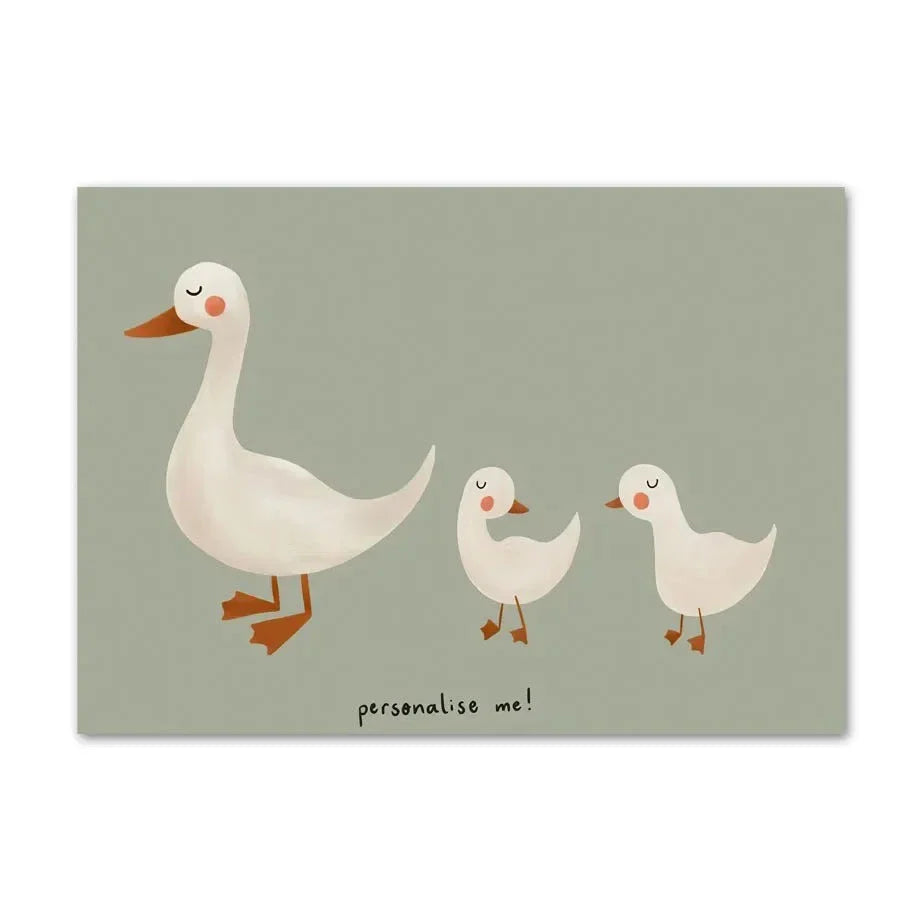 Cute Baby Animals Nursery Wall Art Illustrations Fine Art Canvas Prints Geese Mouse Lion Polar Bear Poster Pictures For Baby's Room Wall Decor | Bowlift