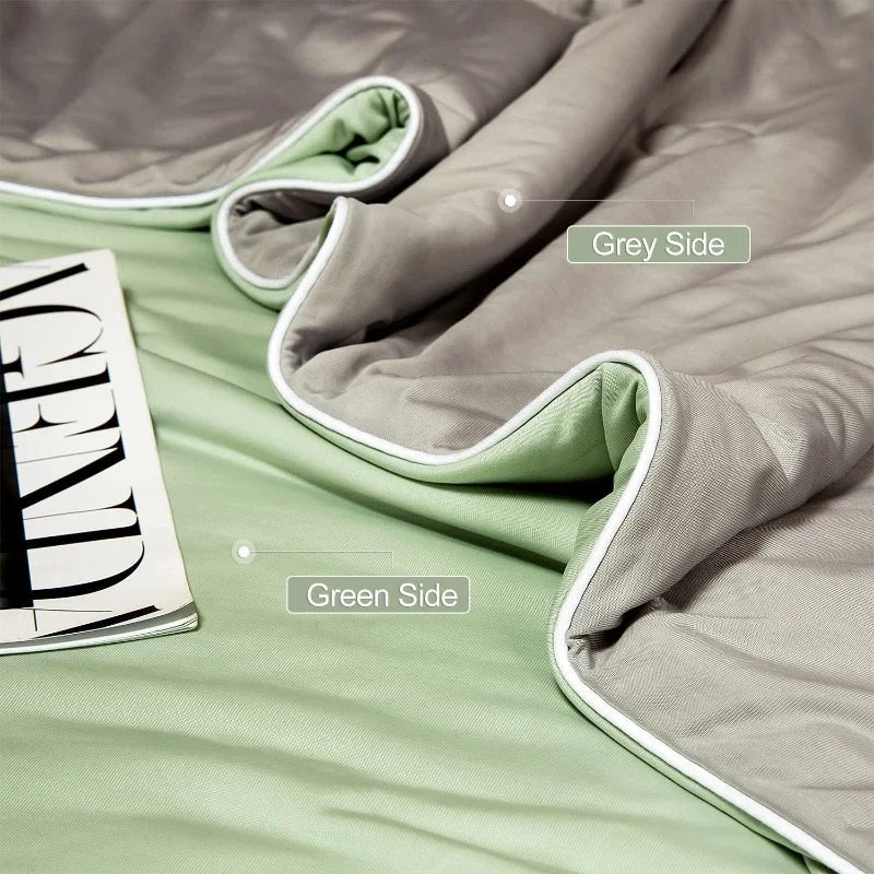 Air Condition Summer Comforter — Pure Color Ice Silk Cooling Blanket, Lightweight & Smooth Twin/King Size Quilt | Bowlift