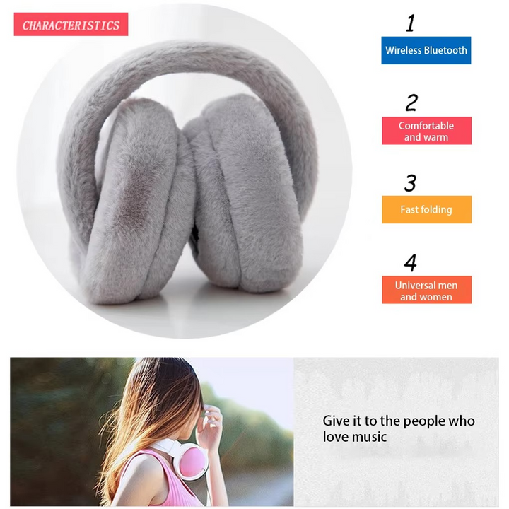 BowLift | Wireless Plush Earphones with Bluetooth 5.2 and Warm Fur Design