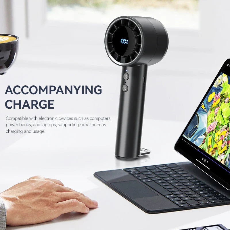 BowLift | Brisano AirCool Mini Hand Fan with Cooling Function | 5 Speeds | LED Display & USB Charging | Quiet & Portable | For Travel, Office & Outdoor