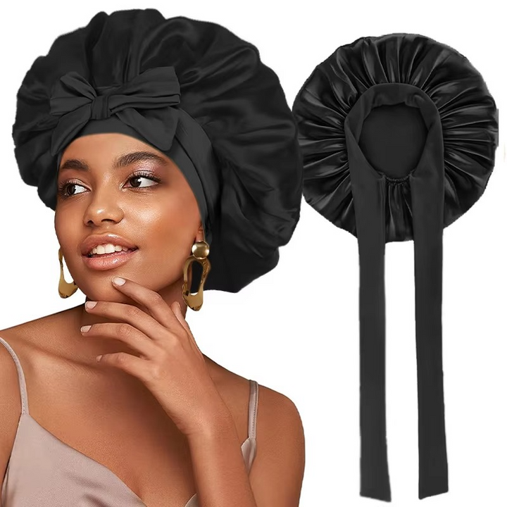 BowLift | Women’s Satin Sleep Bonnet Adjustable Silky Night Cap for Curly Hair
