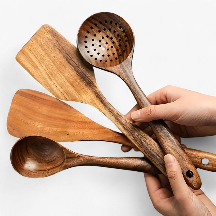 EcoWood Wooden Utensils Set with 11 Pieces Bowlift