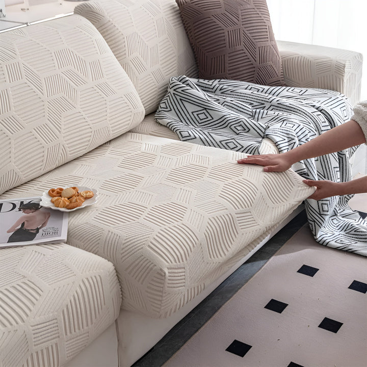 Jacquard Sofa Cover with Geometric Pattern – Soft & Pet-Friendly | Perfect for Protection and Cozy Living Spaces | Bowlift