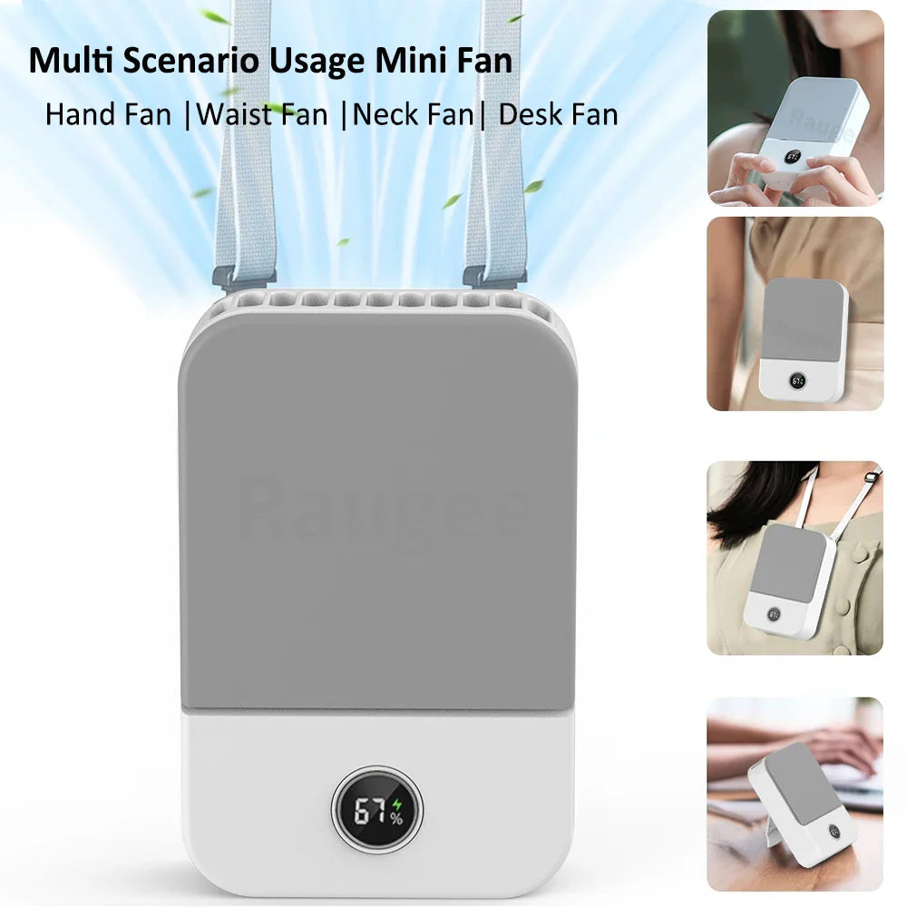 BowLift | Ventixo AirGo Portable Mini Fan | 3-in-1 Neck & Waist Fan | 3 Speeds | Bladeless Design | USB-C Charging Function | 2000 mAh Battery
