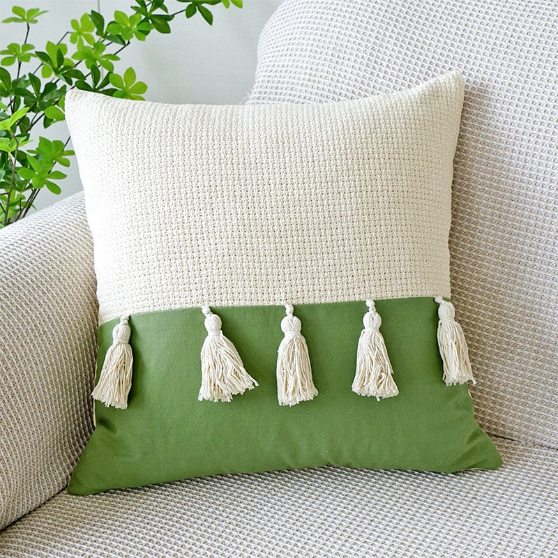 Embroidered tulip cushion cover