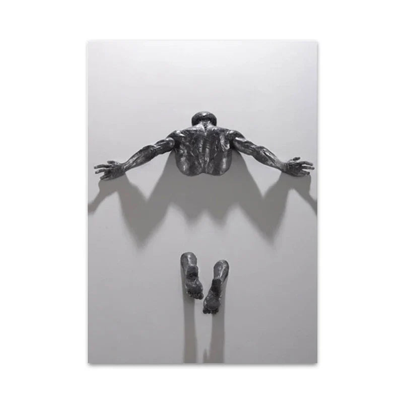 Modern Urban Abstract Iron Statue Wall Art Fine Art Canvas Prints 3d Visualization Figure Art Pictures For Minimalist Apartment Wall Decor | Bowlift