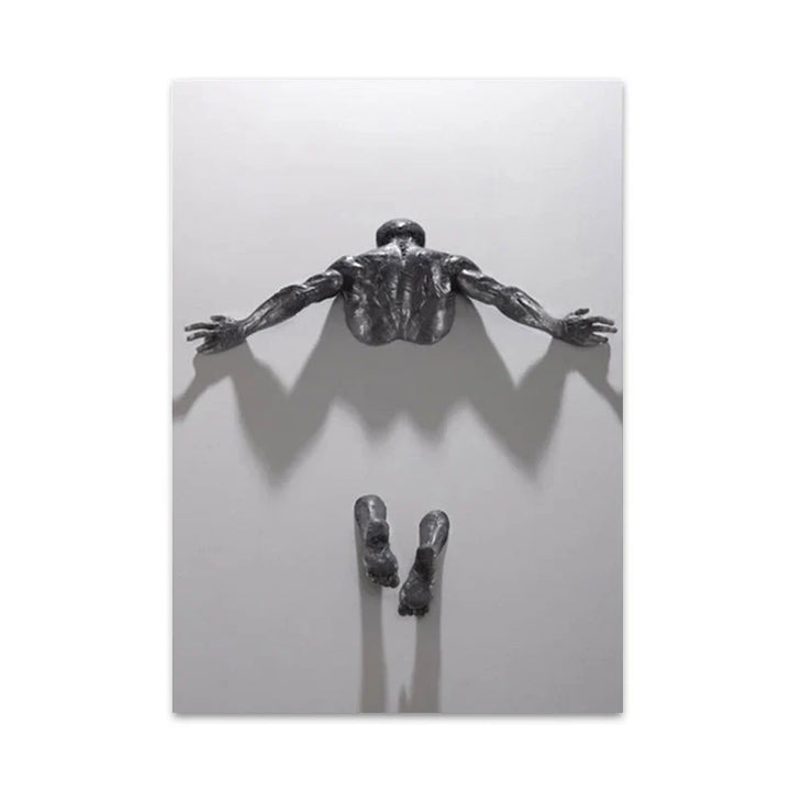Modern Urban Abstract Iron Statue Wall Art Fine Art Canvas Prints 3d Visualization Figure Art Pictures For Minimalist Apartment Wall Decor | Bowlift