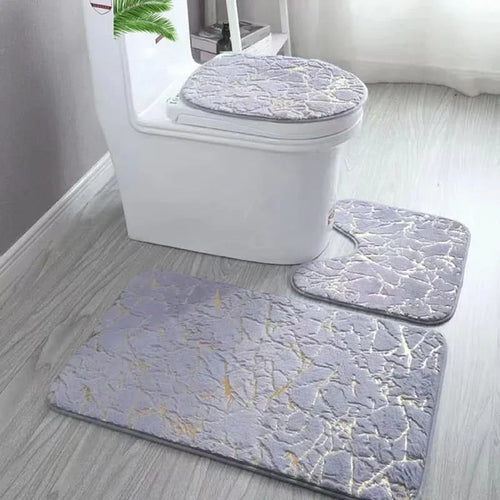 BowLift | Gold Toilet Seat Cover and Bathroom Mat Set Non-Slip