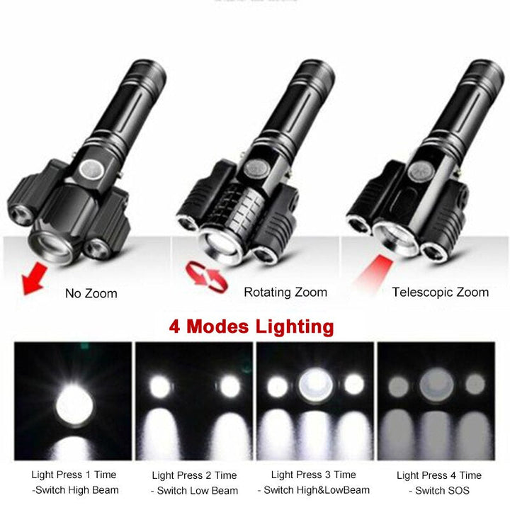 BowLift | Three Head Rechargeable Rotatable Flashlight