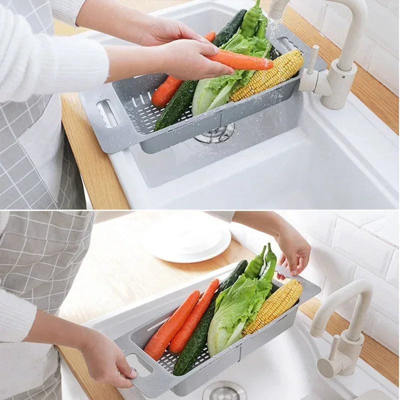 FlexDrain Draining Basket Kitchen – Adjustable Sink Organizer | Auto Drain & Fruit Vegetable Dryer | Space-saving Kitchen Accessory | Bowlift