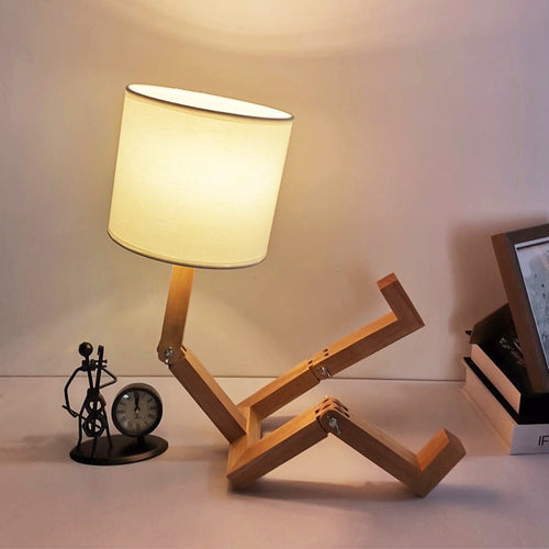 Thinker Wooden Robot Modern Night Lamp | Bowlift