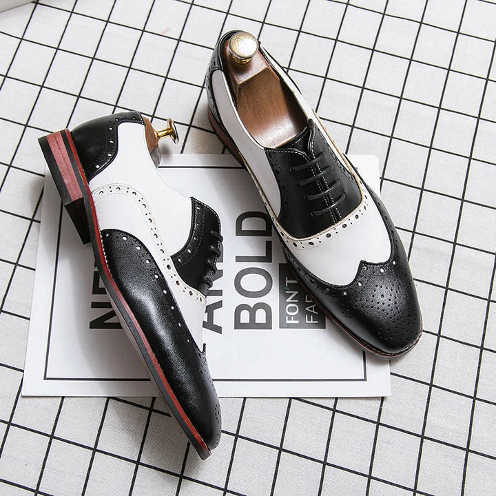 BowLift | Men's Luxury Shoes Brogue Lace-up Casual British Style Contrast Color Oxford Office