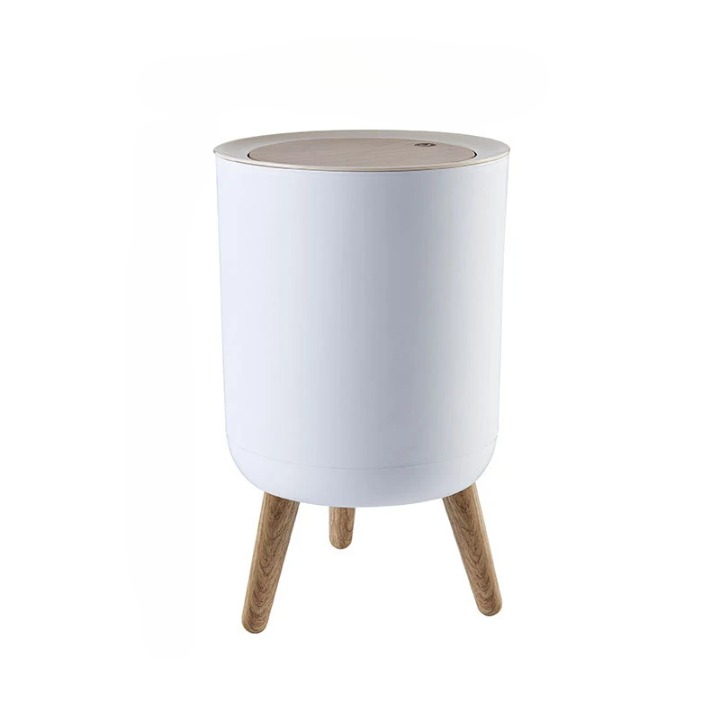 BowLift | Wooden High Foot Trash Can with Press Cover – EcoBin