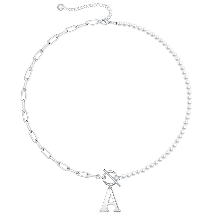 BowLift | Pearl & Paperclip Chain Letter Initial Necklace