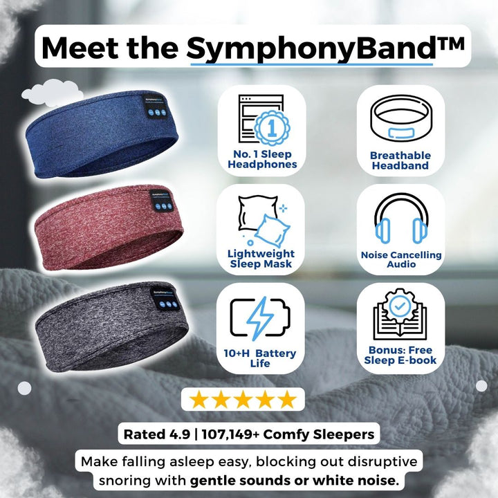 BowLift | SymphonyBand Sleepband with Wireless Headphones – Comfortable Sleeping & Relaxing