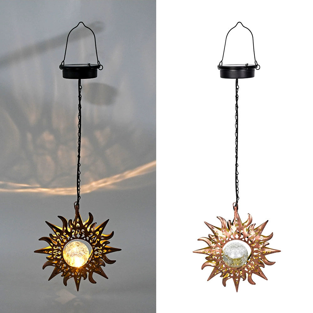 Solar Hanging Light Outdoor Waterproof Garden Projection Lamp, Iron Hollow Atmosphere Night Light