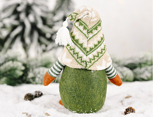 Nordic Green Style Faceless Elf Plush Rudolf Doll