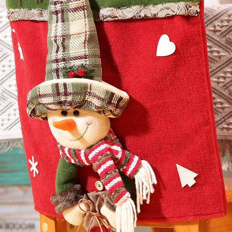 3D Plush Santa Snowman Dining Chair Cover