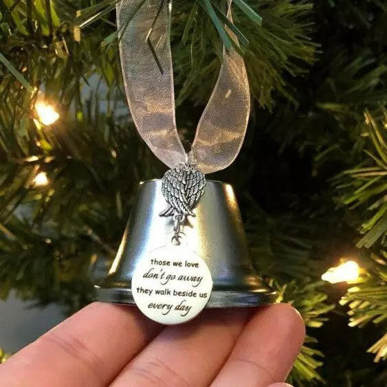 Christmas Tree Memorial Ornaments Angel Wings Bell Pendant Hanging Decoration | Bowlift
