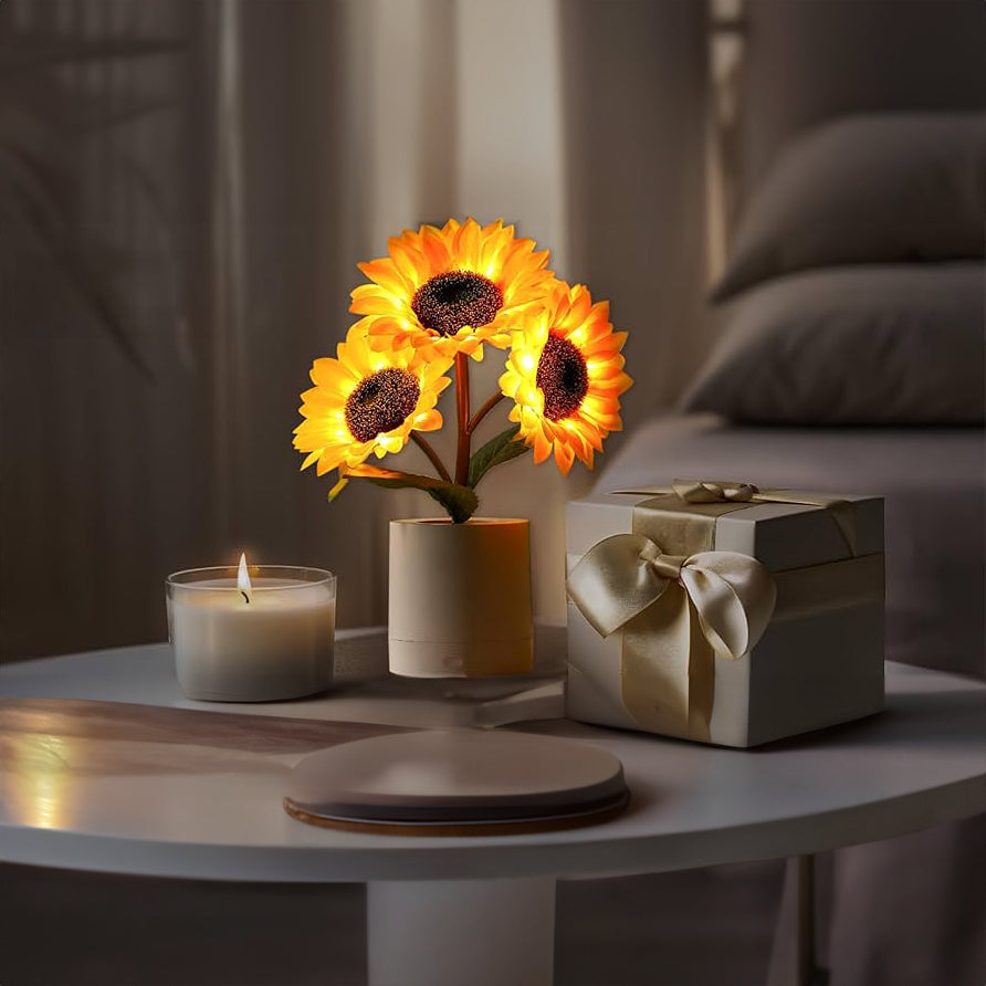 BowLift | LED Sunflower Table Lamp - Decorative Lighting Fixture for Home Decor & Nightstand Use