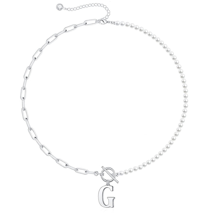 BowLift | Pearl & Paperclip Chain Letter Initial Necklace