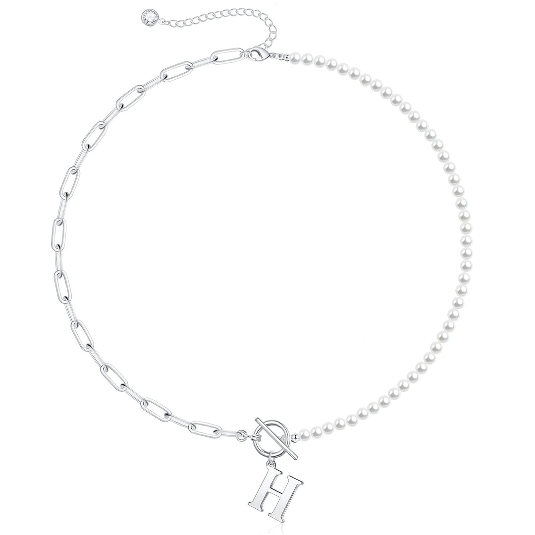 BowLift | Pearl & Paperclip Chain Letter Initial Necklace