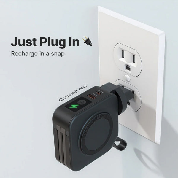 BowLift | 5-in-1 Wall Charger with Wireless Charging Pad and Power Bank - All-in-One Charging Solution