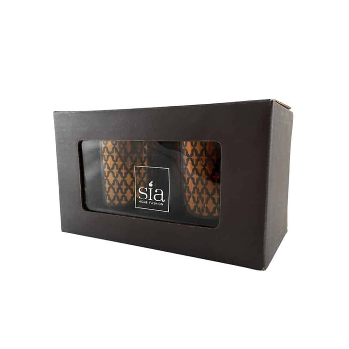 Tea light holder made of glass (2 pcs.) Copper / black by SIA Home Fashion | Bowlift