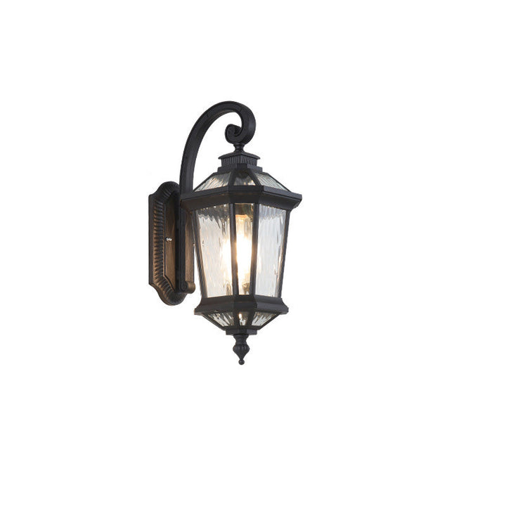 Traditional European Waterproof Aluminum Glass Octagon Cylinder 1-Light Wall Sconce Lamp For Garden | Bowlift