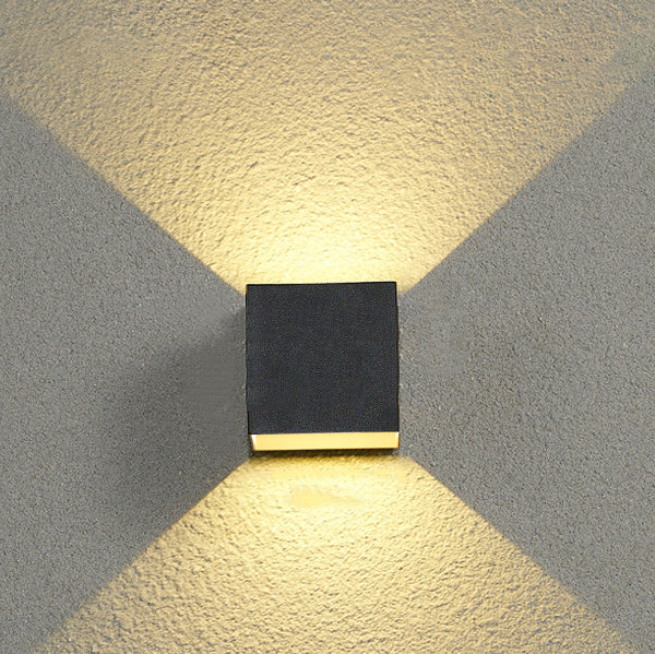 Outdoor Minimalist Square Cube Aluminum Waterproof LED Wall Sconce Lamp | Bowlift