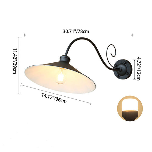 Contemporary Retro Waterproof Iron Round 1-Light Wall Sconce Lamp For Garden | Bowlift