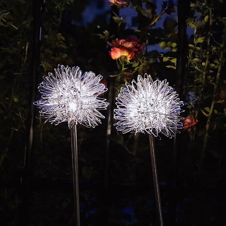 Solar Dandelion Aluminum Wire Globe Light LED Outdoor Waterproof Luminous Garden Insert Ground Landscape Light | Bowlift