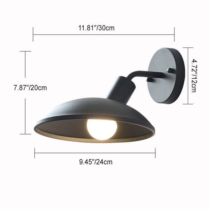 Modern Minimalist Waterproof Round Iron 1-Light Wall Sconce Lamp For Outdoor Patio | Bowlift