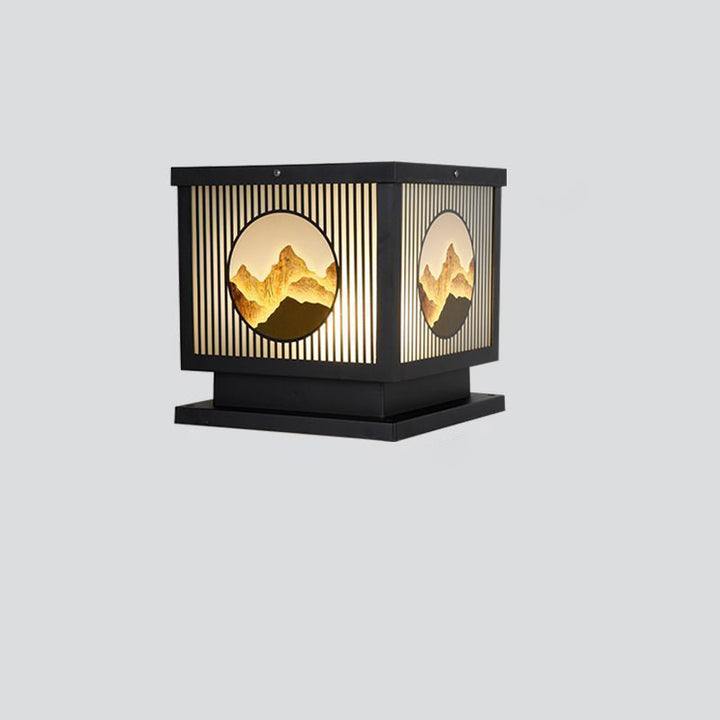 Traditional Chinese Aluminum Glass Square LED Waterproof Solar Landscape Light For Outdoor Patio | Bowlift