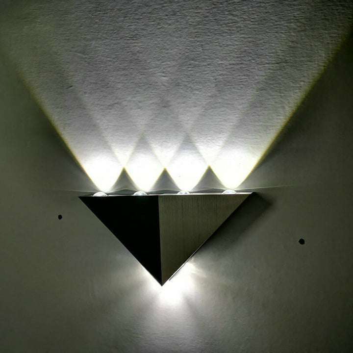 BowLift | TriLumina Prism LED Wall Light | Creative Pyramid Design | Aluminum & Acrylic | Colored Light Options