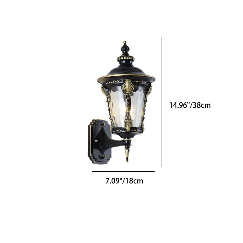 Traditional European Waterproof Quadrangle Pointed Cylinder Aluminum Glass 1-Light Outdoor Wall Sconce Lamp For Garden | Bowlift